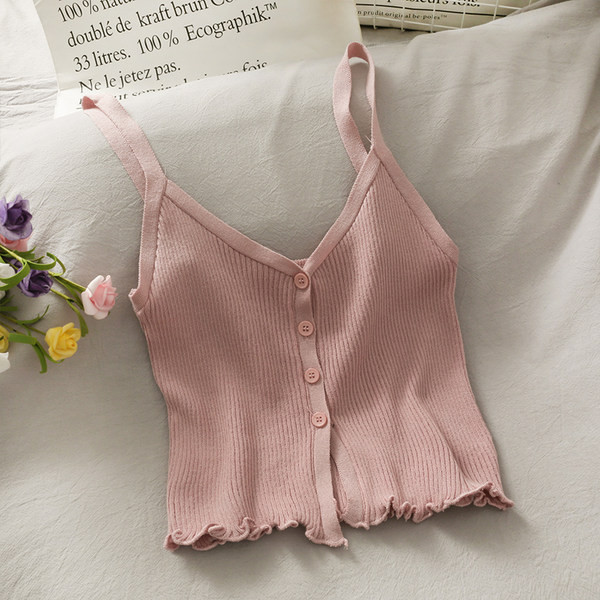 Ženska majica bez rukava na dugmad i tanke naramenice u više boja