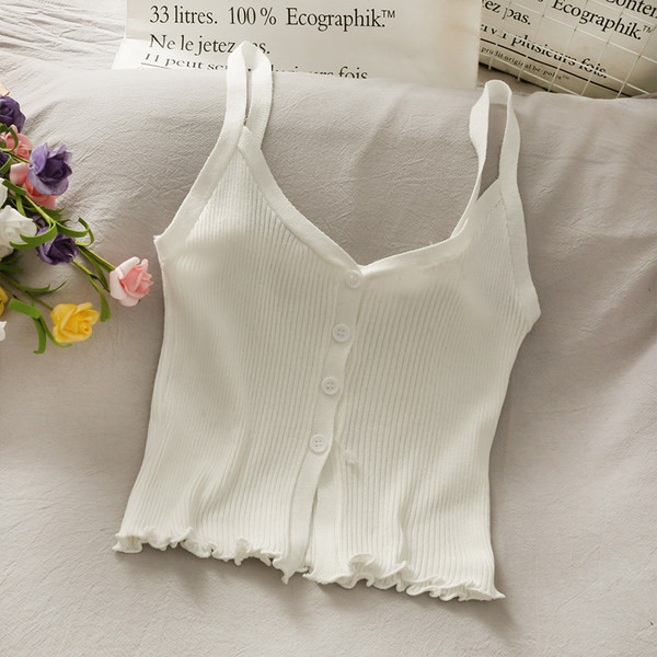 Ženska majica bez rukava na dugmad i tanke naramenice u više boja