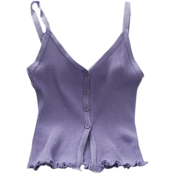 Ženska majica bez rukava na dugmad i tanke naramenice u više boja