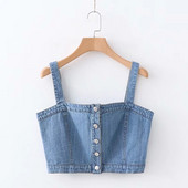 Kratki traper bustier s gumbima i tankim naramenicama