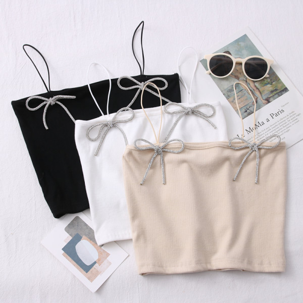 Top scurt de dama modern cu panglica in mai multe culori