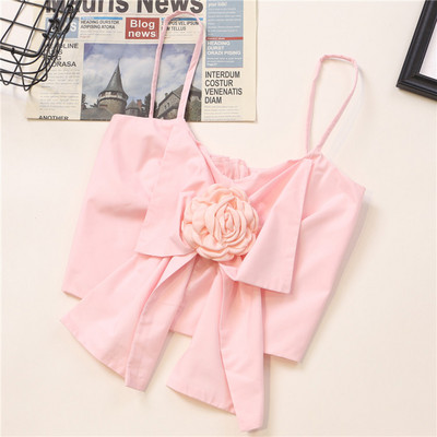 Actual maiou de damă cu element 3D și bretele subțiri