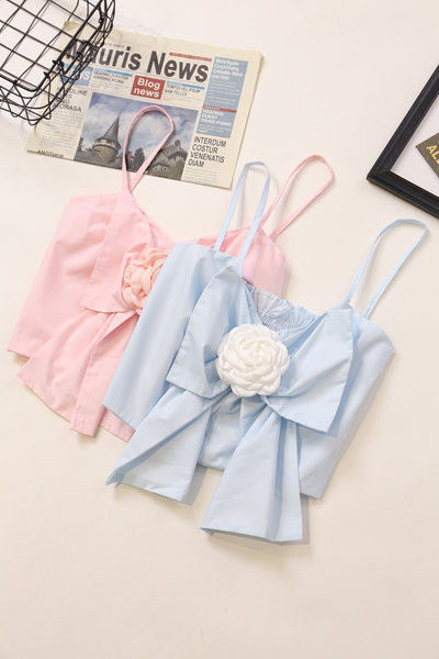 Actual maiou de damă cu element 3D și bretele subțiri