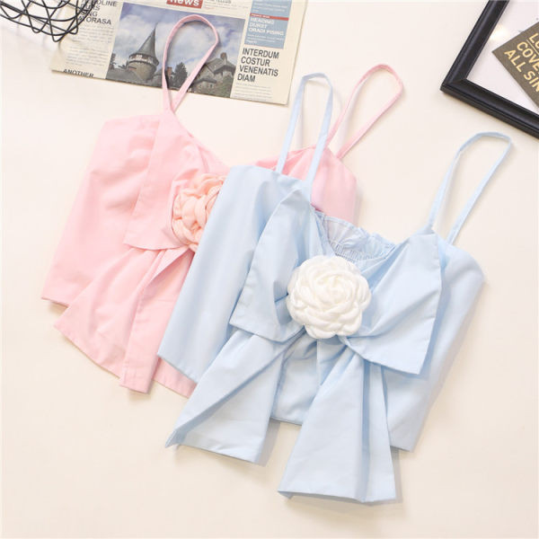 Actual maiou de damă cu element 3D și bretele subțiri