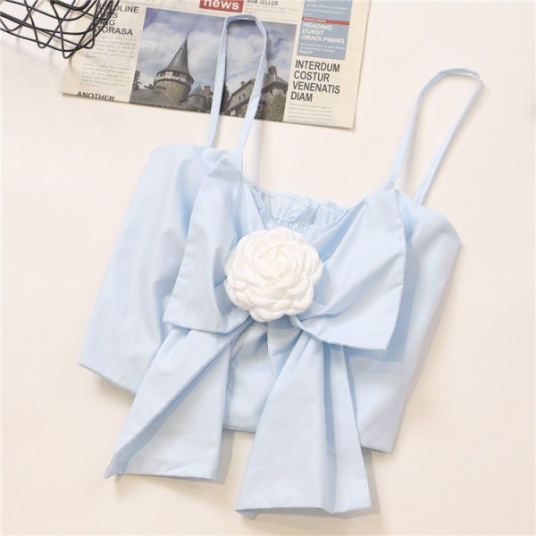 Actual maiou de damă cu element 3D și bretele subțiri