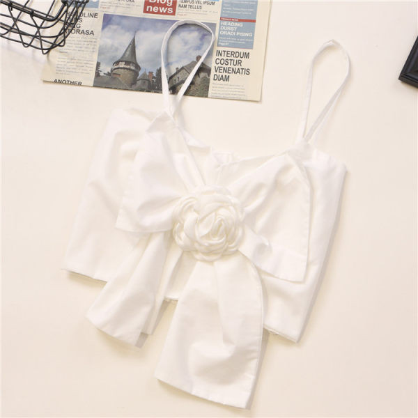 Actual maiou de damă cu element 3D și bretele subțiri