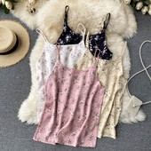 Γυναικεία αμάνικι μπλούζα με λουλουδάτο μοτίβο και λεπτά λουράκια