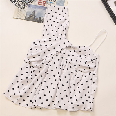 Γυναικείο αμάνικο μπλουζάκι πουά με λεπτό και φαρδύ λουράκι