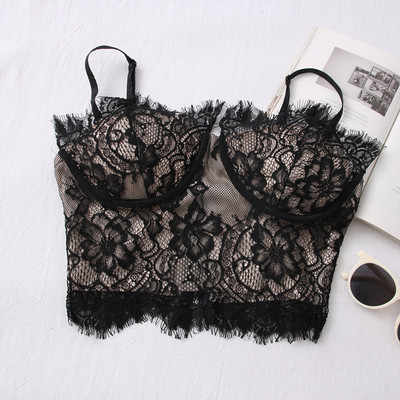 Novi model čipkanog kratkog topa s tankim naramenicama