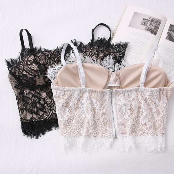 Novi model čipkanog kratkog topa s tankim naramenicama