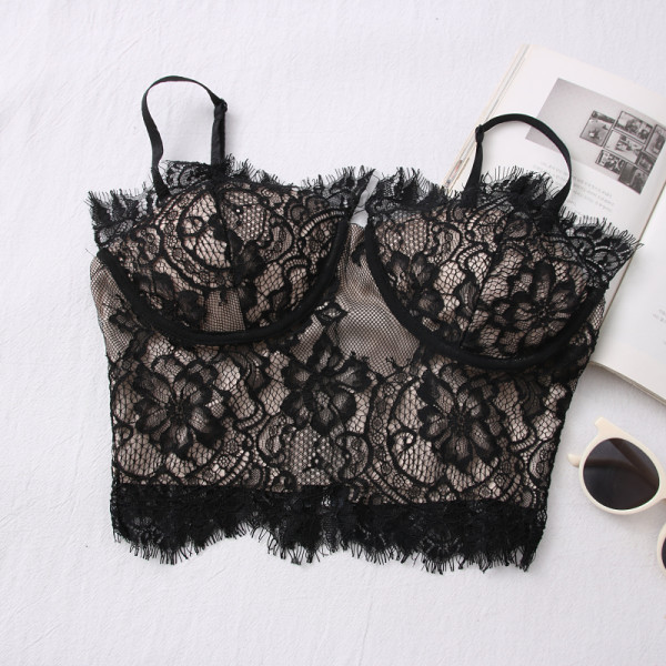 Novi model čipkanog kratkog topa s tankim naramenicama