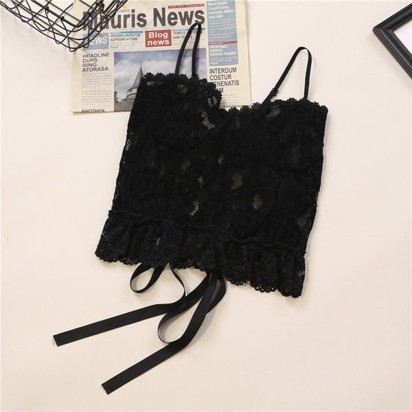 Ženska majica bez rukava od čipke s tankim naramenicama i vezicama