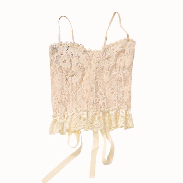 Ženska majica bez rukava od čipke s tankim naramenicama i vezicama