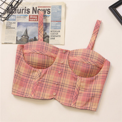 Bustiera dama in carouri cu nasturi