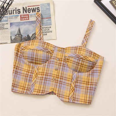 Bustiera dama in carouri cu nasturi