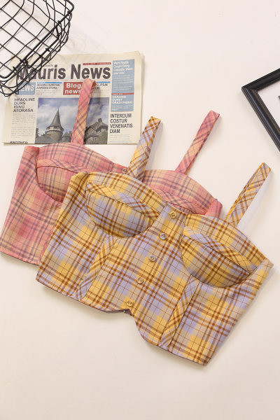 Bustiera dama in carouri cu nasturi