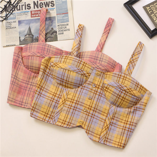 Bustiera dama in carouri cu nasturi