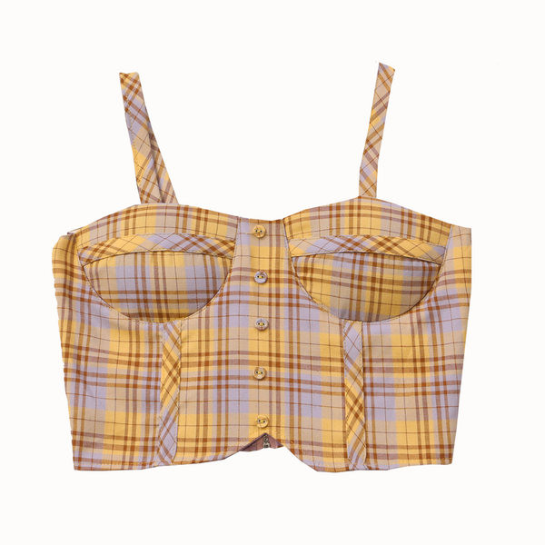 Bustiera dama in carouri cu nasturi