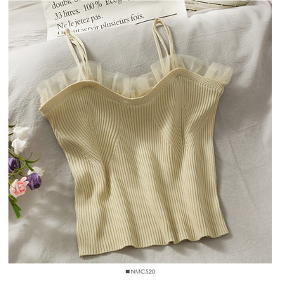 Ženska majica bez rukava s tilom i tankim naramenicama