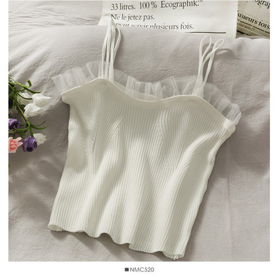 Ženska majica bez rukava s tilom i tankim naramenicama