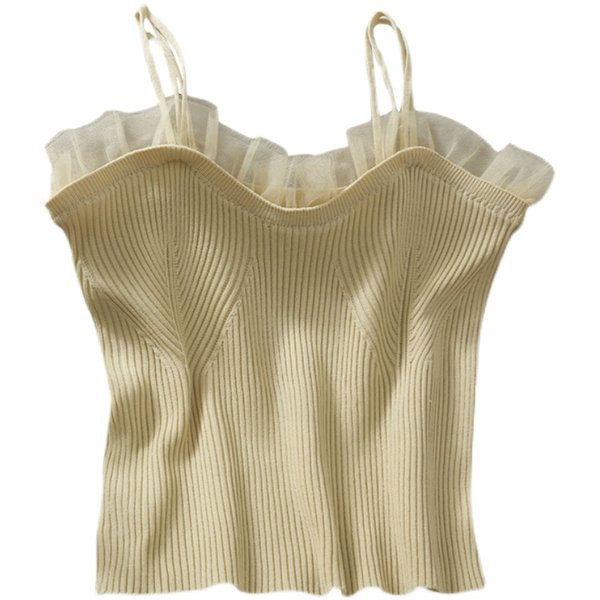 Ženska majica bez rukava s tilom i tankim naramenicama