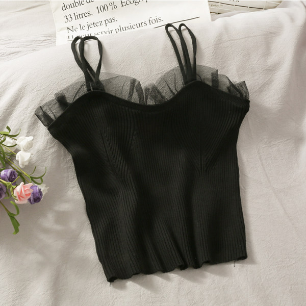 Ženska majica bez rukava s tilom i tankim naramenicama