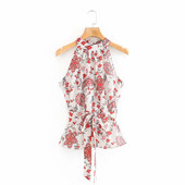 Γυναικεία αμάνικι μπλούζα με ημι-υψηλό γιακά και κορδόνι στη μέση