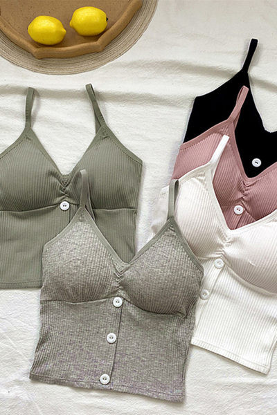 Ženska majica od samta s tankim naramenicama i gumbima