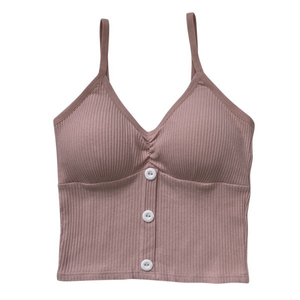 Ženska majica od samta s tankim naramenicama i gumbima