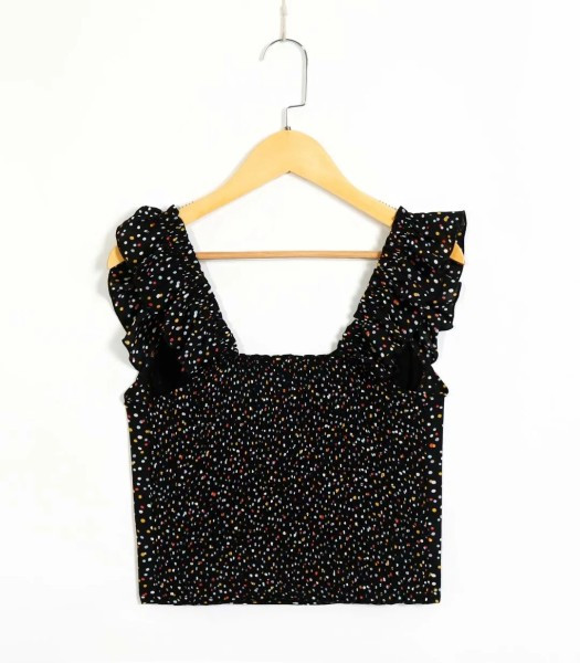 Kratka ženska majica bez rukava s kovrčama