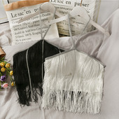 Moderan ženski top s rubovima u bijeloj i crnoj boji