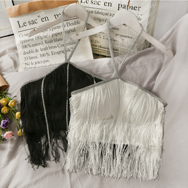 Moderan ženski top s rubovima u bijeloj i crnoj boji