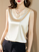 Νέο μοντέλο γυναικείο αμάνικο με σάντεν και λαιμόκοψη