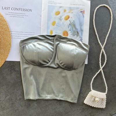 Bustiera dama din catifea - model scurt