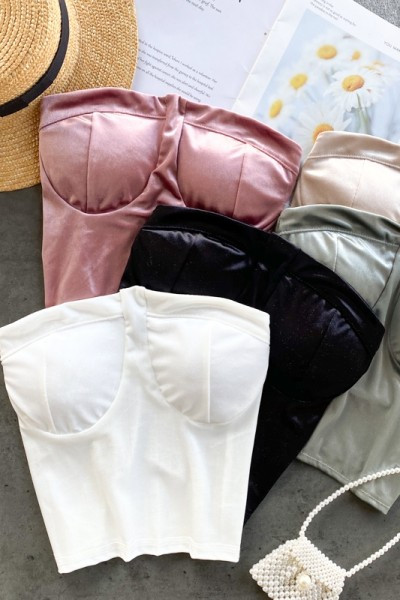 Bustiera dama din catifea - model scurt