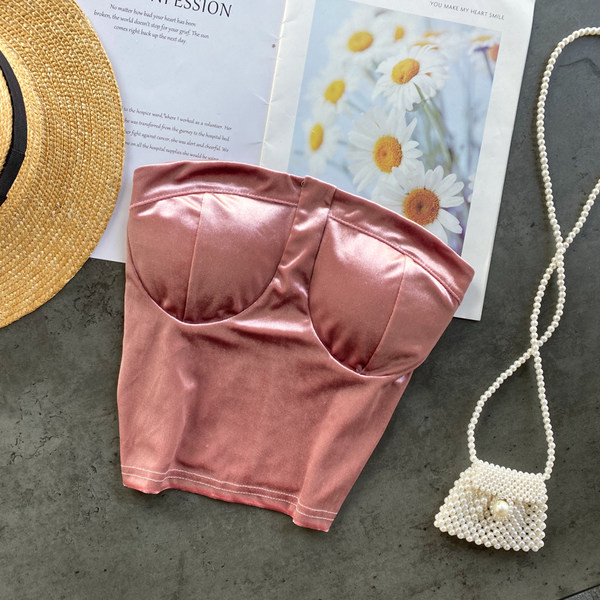 Bustiera dama din catifea - model scurt