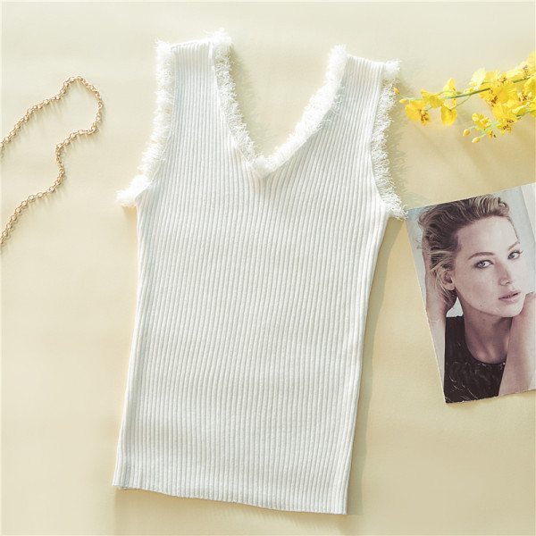 Maieu de zi cu zi pentru damă, cu ciucuri și decolteu spitz