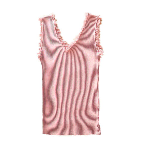 Maieu de zi cu zi pentru damă, cu ciucuri și decolteu spitz