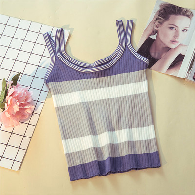 Maieu colorat de damă, cu decolteu oval și bretele subțiri