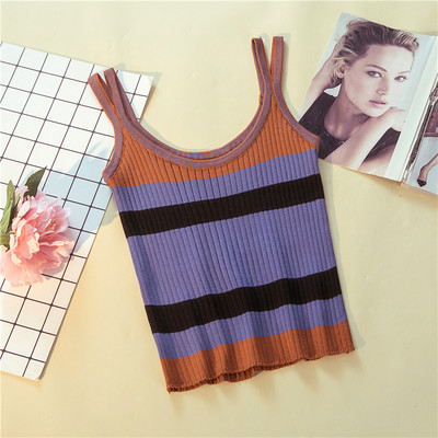 Maieu colorat de damă, cu decolteu oval și bretele subțiri