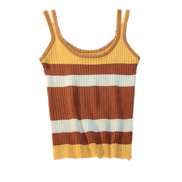 Maieu colorat de damă, cu decolteu oval și bretele subțiri