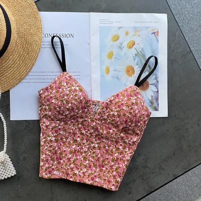 Maieu de damă cu model floral și decolteu în V