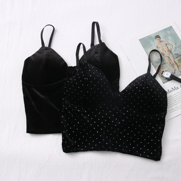 Maieu modern pentru femei, din catifea, de culoare neagră