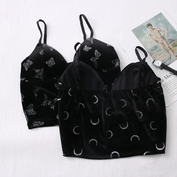 Maieu modern pentru femei, din catifea, de culoare neagră