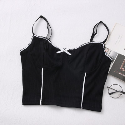 Maieu casual de damă, cu bretele subțiri și panglică