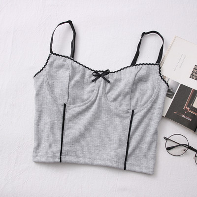 Maieu casual de damă, cu bretele subțiri și panglică