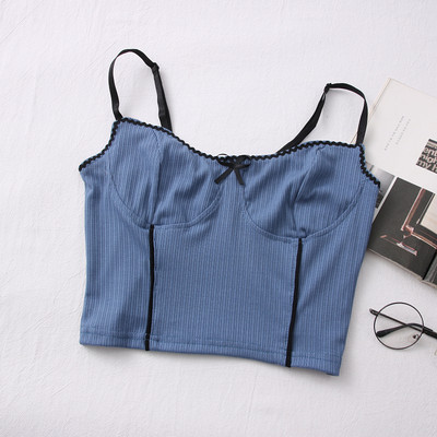 Maieu casual de damă, cu bretele subțiri și panglică