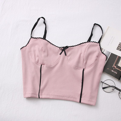 Maieu casual de damă, cu bretele subțiri și panglică