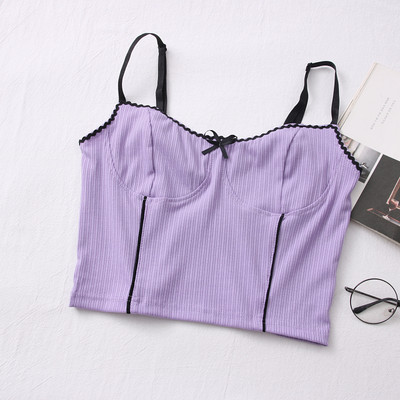 Maieu casual de damă, cu bretele subțiri și panglică