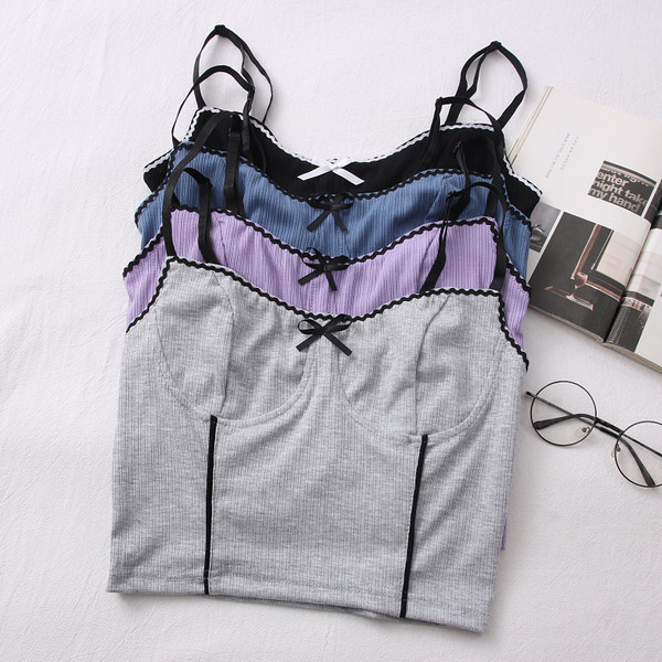 Maieu casual de damă, cu bretele subțiri și panglică